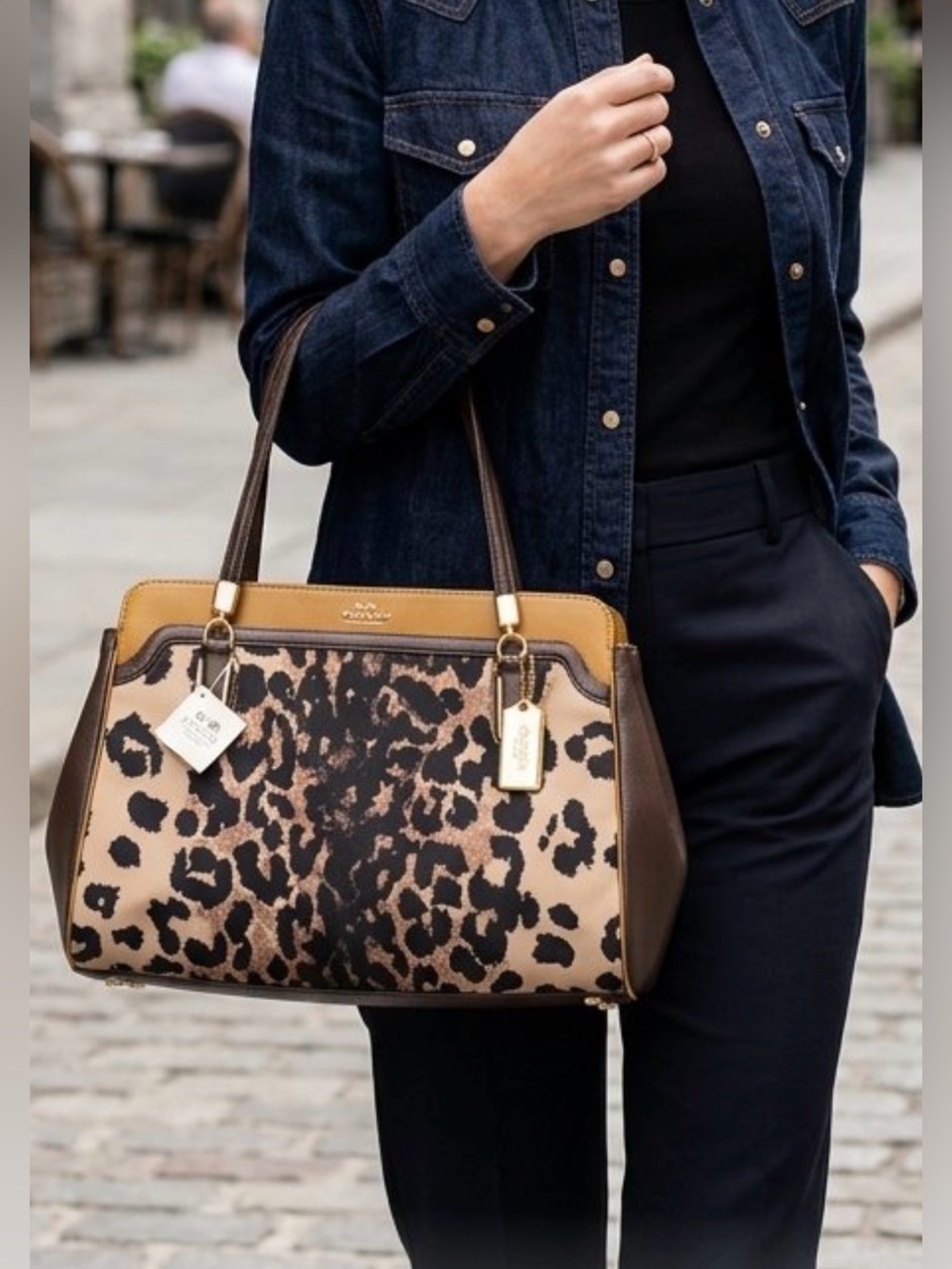 COACH MADISON KIMBERLY OCELOT CARRYALL HANDBAG 25207 COA